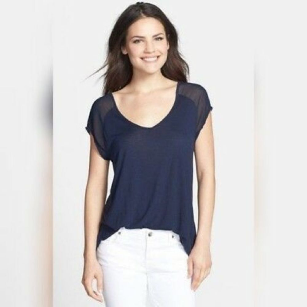 Two By Vince Camuto Chiffon Sleeve V-neck Blouse Size M